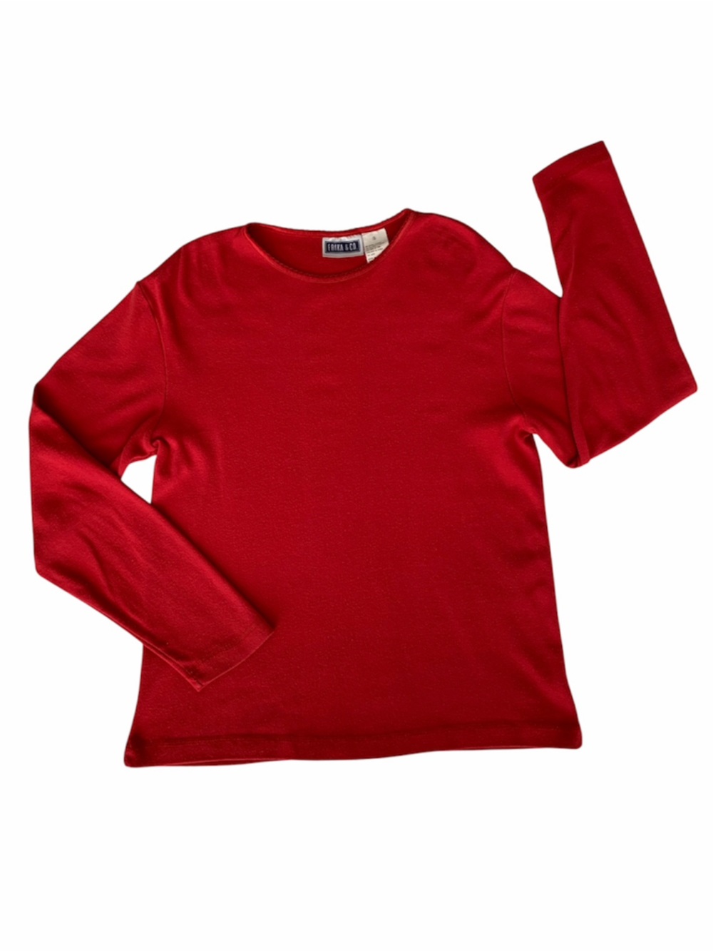 Vintage Erika & Co Shirt Women’s S Red Top Scalloped Crewneck Long Sleeve